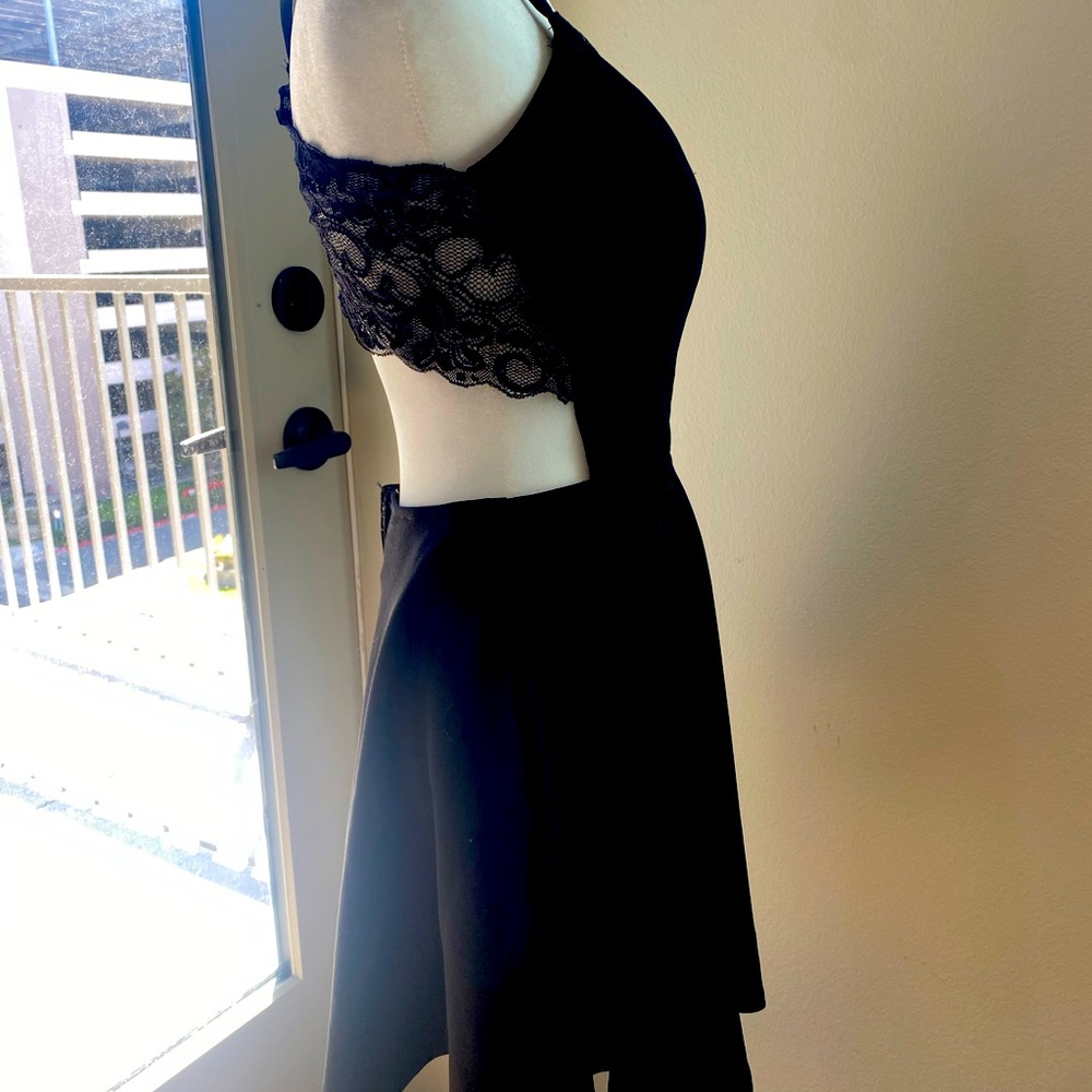Windsor Lace Back Black Mini Dress